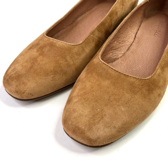 Madewell The Sophie pump tan camel suede stacked heel squared toe classic 8 - Picture 9 of 10